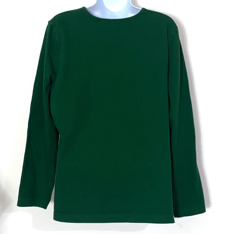 假日版针织上衣女式 XL 绿色带圣诞老人圣诞节 — 第 2/3 张图片