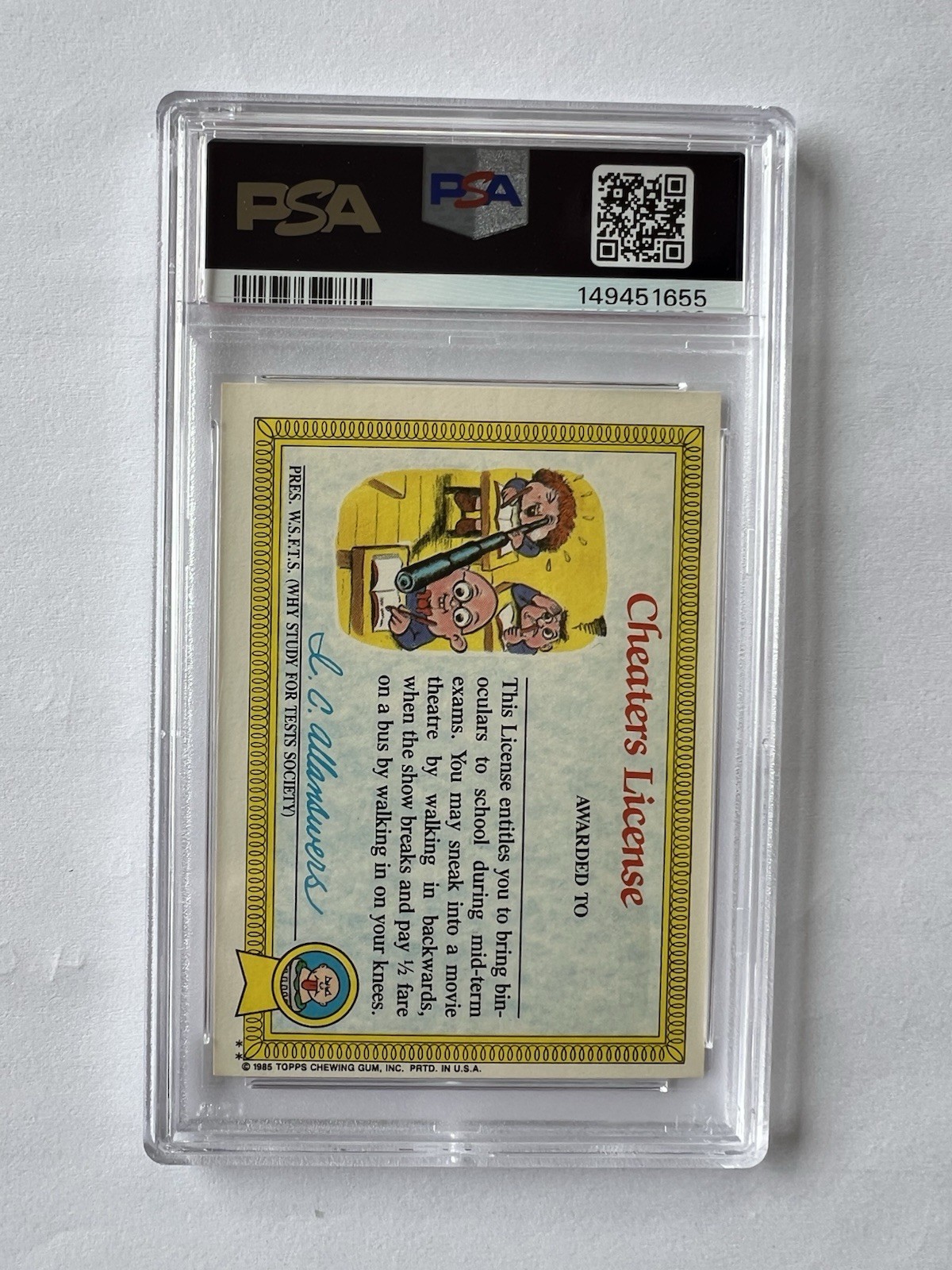 1985 Garbage Pail Kids OS1 Adam Bomb #8a Glossy  Classic GPK Cheaters PSA 7 NM view 2