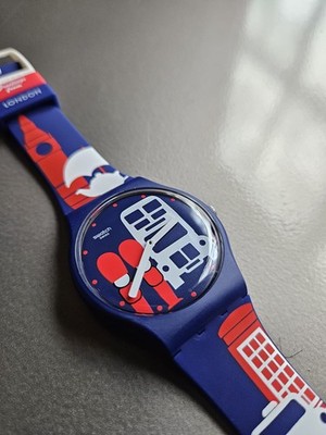 Swatch London Destination Watch; Blue; Tea O'Clock Reference; Classic + Fun!