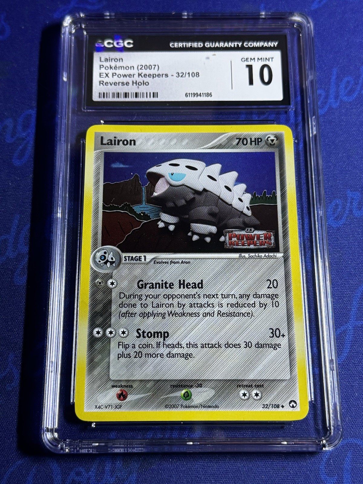 CGC 10 2007 Pokemon Lairon EX Power Keepers Reverse Holo 32/108