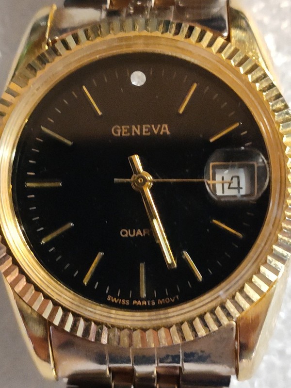 Geneva Men's Stainless Quartz Gold And Silver Color Watch Swiss Parts Movt