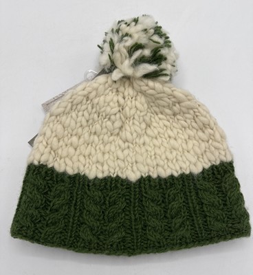 Erin Knitwear Cable Knit Bobble Hat Beanie Green NWT 100  display picture 3
