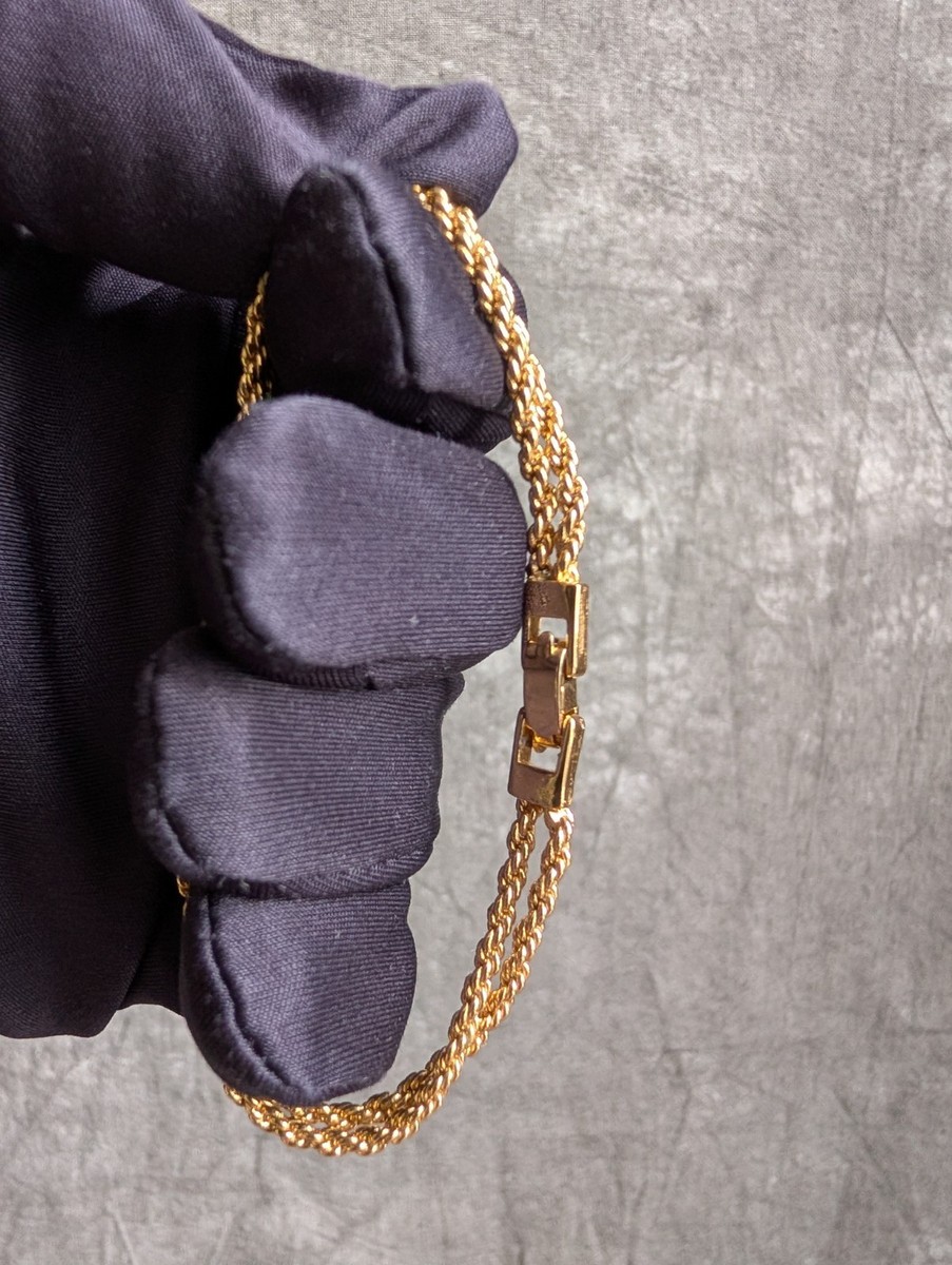Vintage Givenchy G-Logo Double Chain Gold-Plated Bracelet | eBay