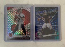 Matt Ryan Purple Center Stage /99 and Prizm #14 2021 Mosaic Falcons Lot x2