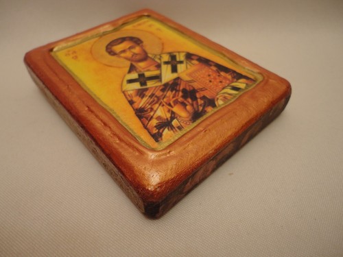 Icono de madera oración de oro rosa católico y ortodoxo bizantino católico y ortodoxo de San Eleuterio - Imagen 5 de 9