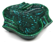 VTG Holland Mold MCM Ashtray Green & Blue Spotted Glaze
