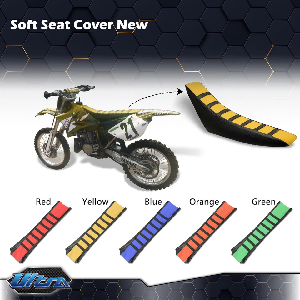 Universal Fit Yamaha Suzuki Honda Kawasaki Dirt Bikes Seat Cover Yellow - Image 2 of 4