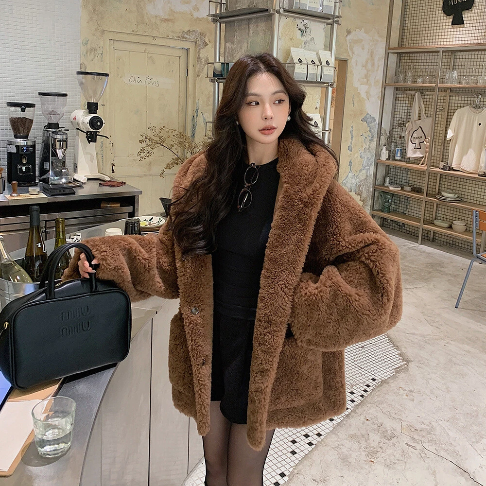 OFF WHITE Cappotto donna pelliccia lana con cappuccio spesso lungo pelliccia 2024 invernale nuovo cappotto pelliccia lana agnello