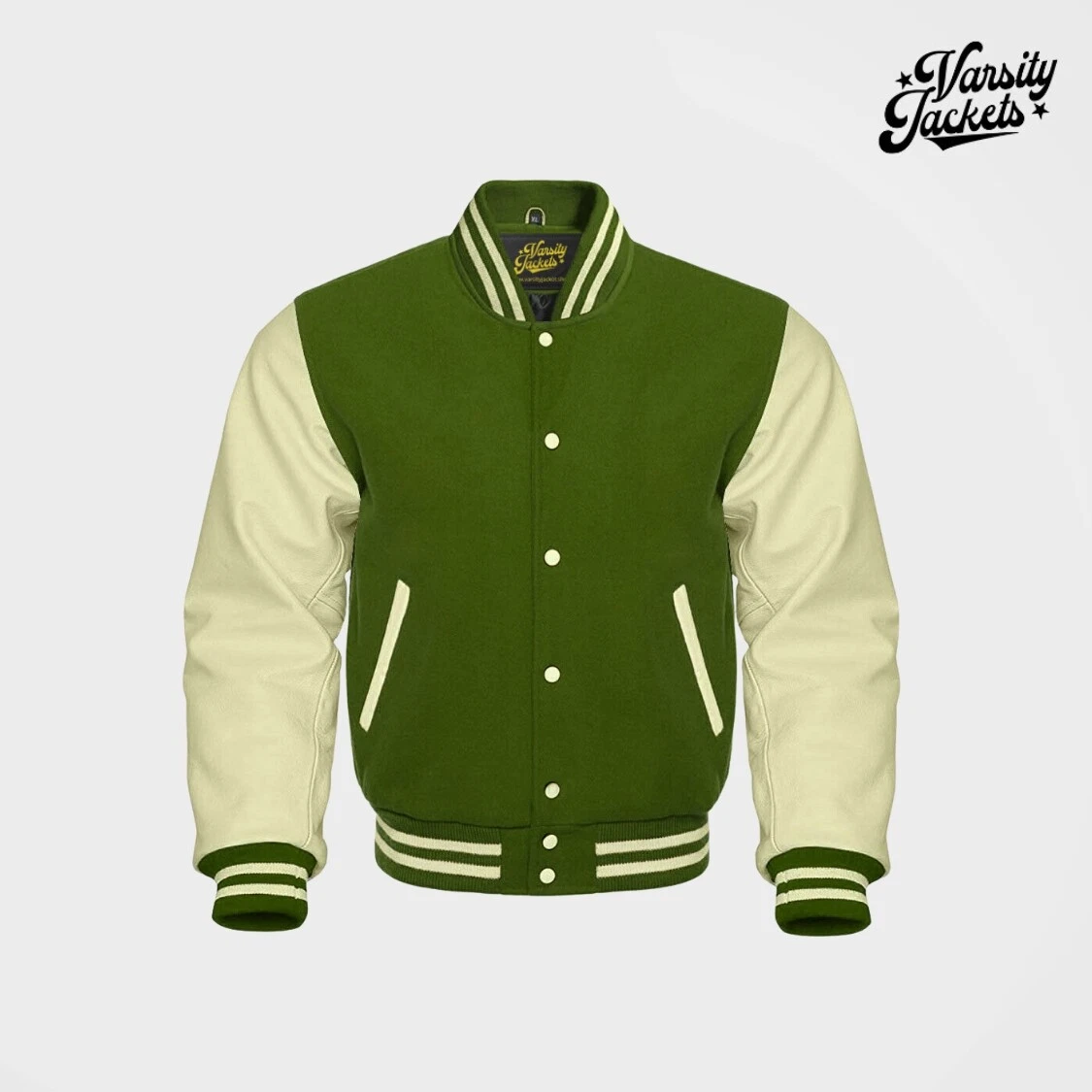 Letterman Baseball Green And Cream Varsity Jacket - Maker of Jacket