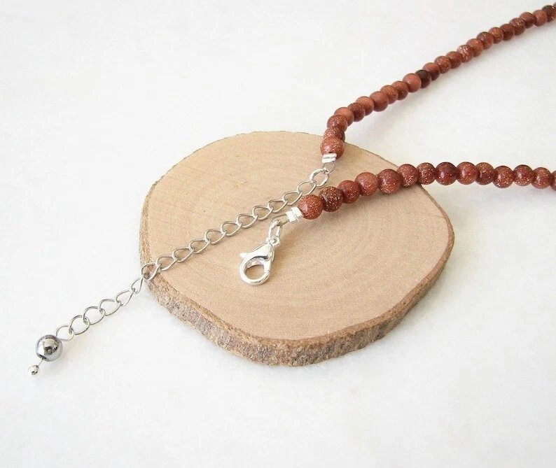 A+++ Collares de piedras preciosas redondas lisas de piedra solar natural hechos a mano para mujer de 18"" Foto 2 de 4