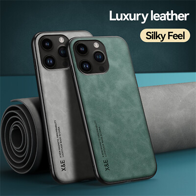 For iPhone 15 Pro Max 14 13 12 11 XR XS 8 Shockproof Magnetic Leather Matte Case