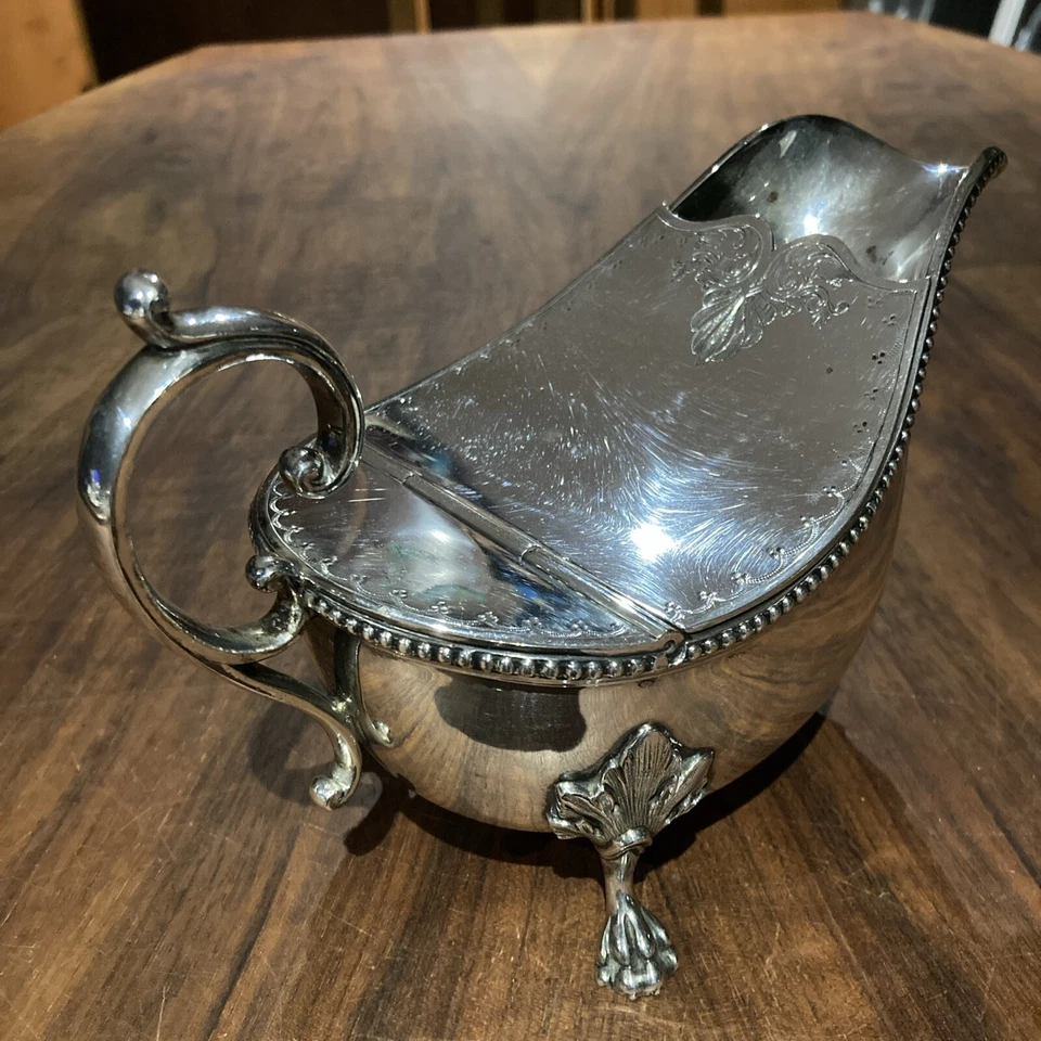 Inusual Antiguo Inglés Plata Jugado Cuchara Calentador C1880 Salsa Barco Forma Foto 2 de 4