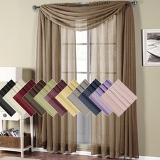 Abri Rod Pocket Crushed Sheer Curtain Panel Single OR Scarf 100 Polyester