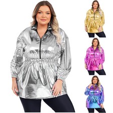 Women A-line Metallic Plus Size Fashion Dress Elastic Waist Clubwear Glitter