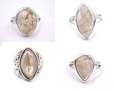 925 Sterling Silver Jewelry Natural Golden Rutile Quartz Cab Stone Handmade Ring