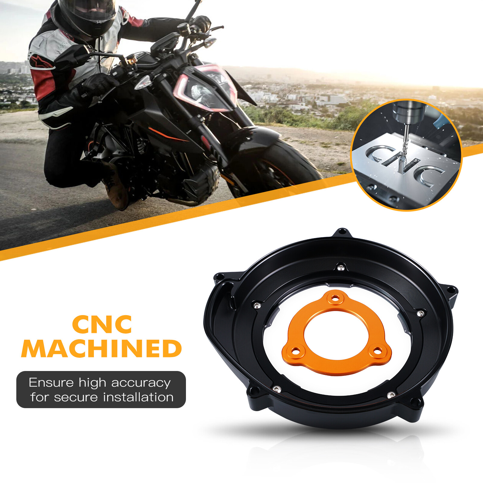 CNC Billet Clear Clutch Cover Pressure Plate For KTM 1290 Duke R/GT