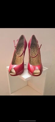 Red or Dead Peep Toe Leather Platform Heels. - Image 1 of 4