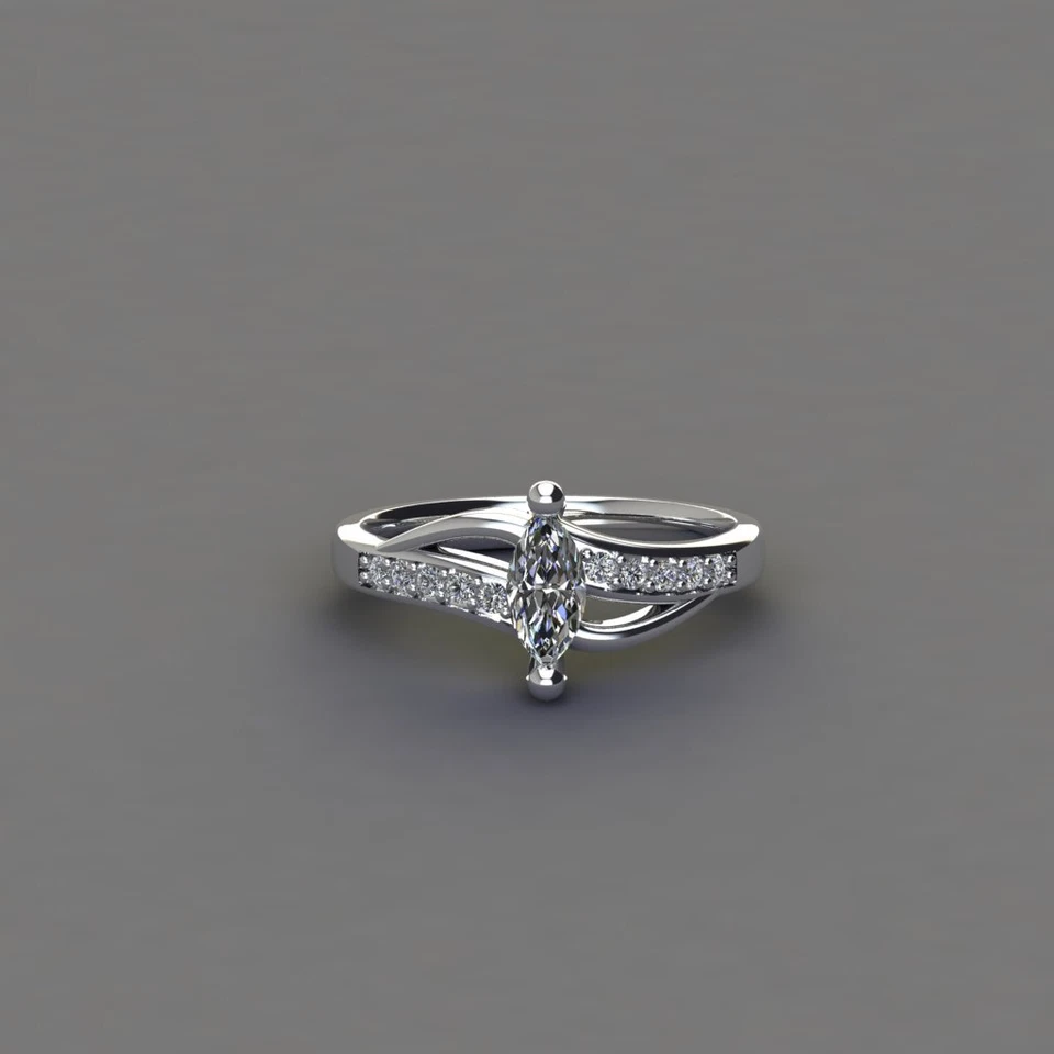 0.30ct Marquise Cut Lab created Diamond Ring - Image 3 of 4