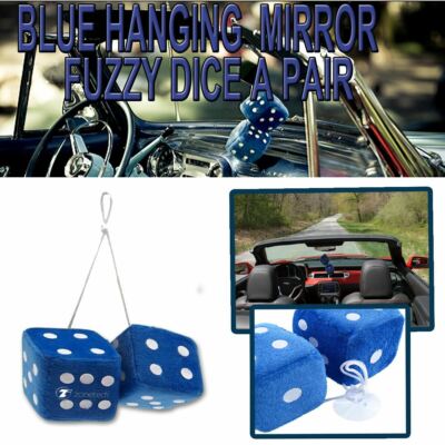 Zone Tech Pair Car School Supply Briefcase Blue Hanging Mirror 3'' Fuzzy Dice