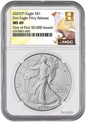 2025 1oz American Silver Eagle Privy NGC MS69 Eighth Era Label 1/50K *pre sale*