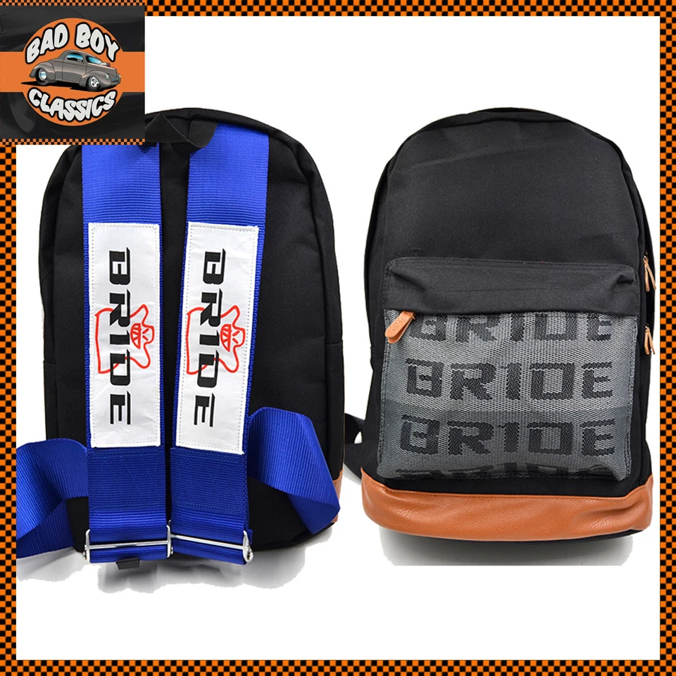 Bride JDM Backpack Bag Rucksack With Blue Racing Harness Straps
