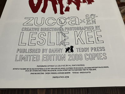 2012 SUPER ZUCCA LESLIE KEE PHOTO BOOK LIMITED EDITION 2000 COPIES