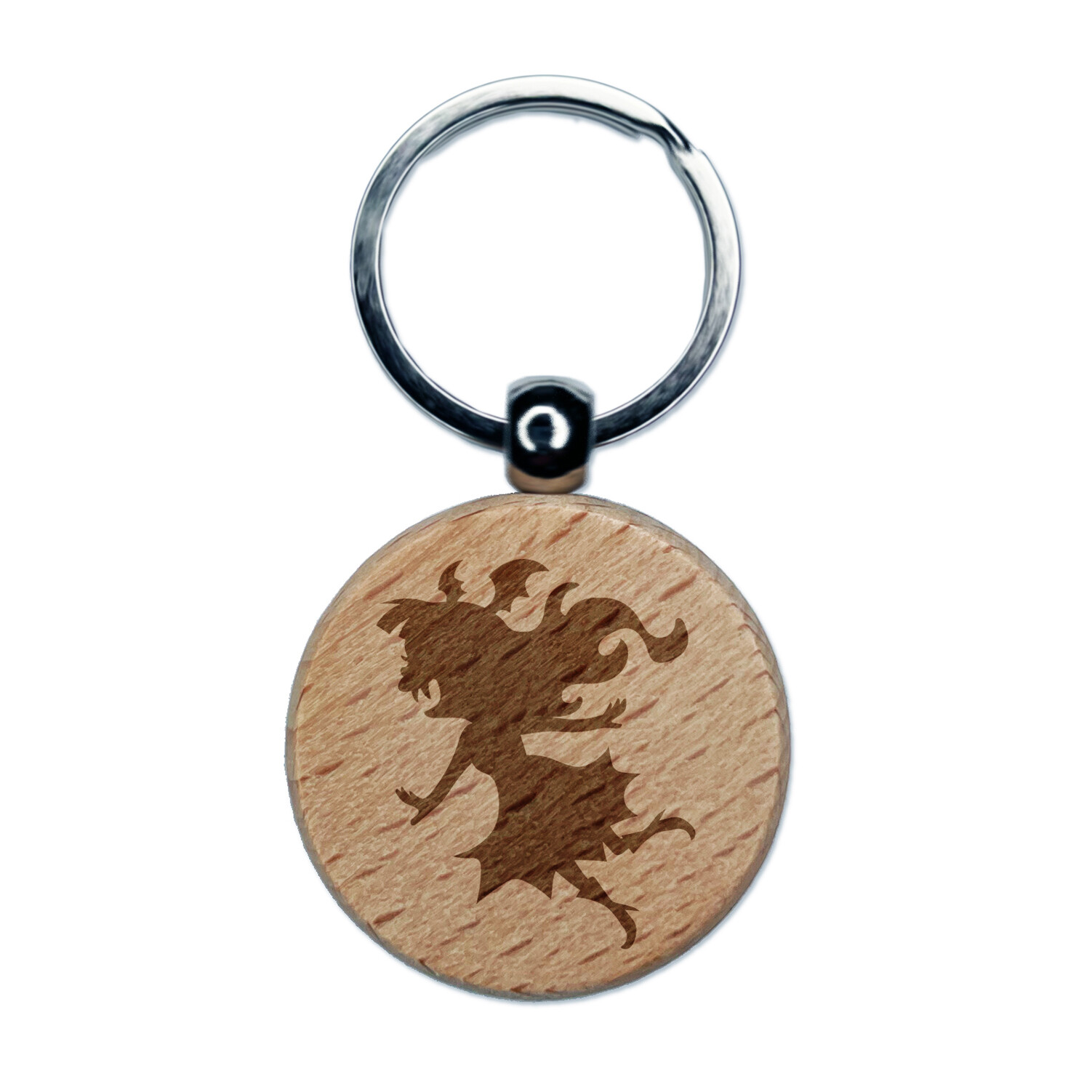 Vampire Girl Monster Halloween Wood Keychain Charm Engraved Round Tag  