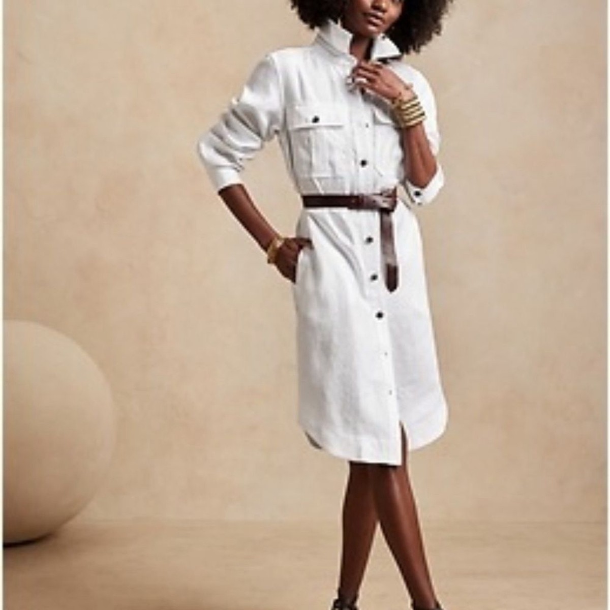 Banana Republic Heritage Scout Safari Linen Lagenlook Minimalist Midi Dress  M | eBay