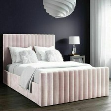 Pink Bed Double Side Ottoman Bed in Baby Pink Velvet Beautiful Storage Bed New