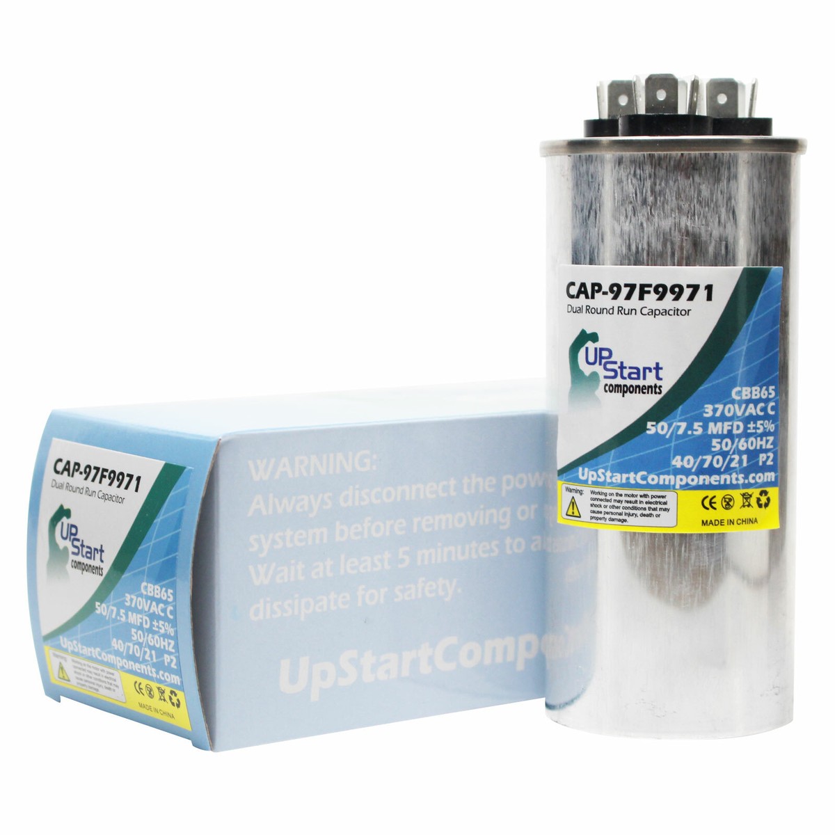 50/7.5 MFD 370 Volt Dual Round Run Capacitor for Carrier