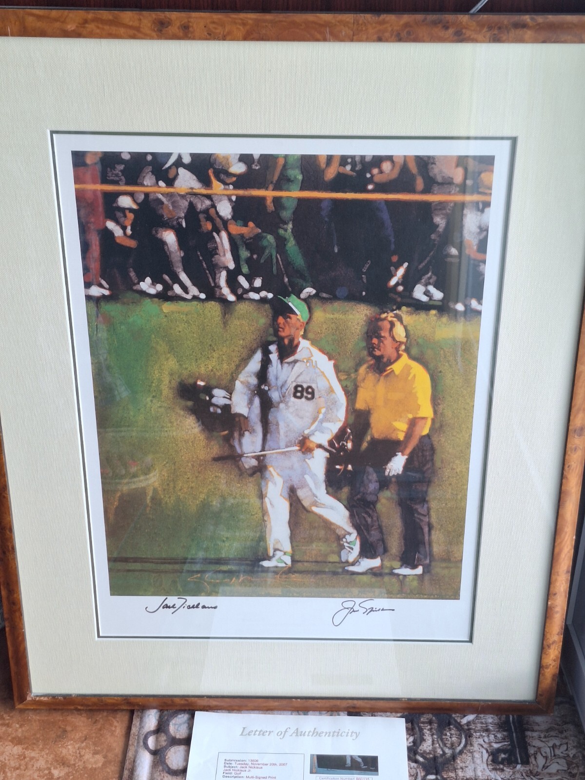 Jack Nicklaus Autographed Signed & JR MATTED & FRAMED ARTWORK JSA LOA #0135 
