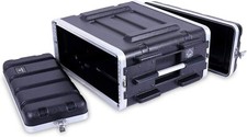 Crossrock Stackable 4U Rack Case, Standard 19.25  Depth, Polyethylene Hard-Black