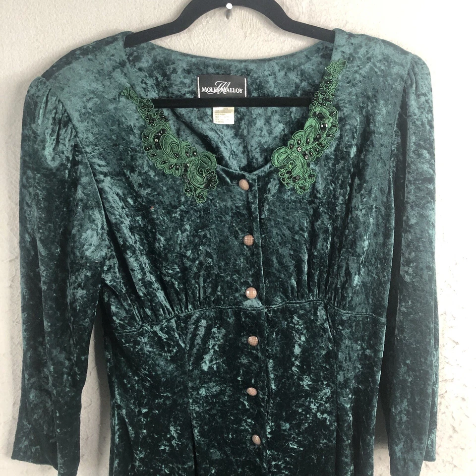 Maxi Vestido Vintage Y2K Terciopelo Para Mujer 10 Terciopelo Verde Navidad Artesanal Vacaciones Foto 2 de 4