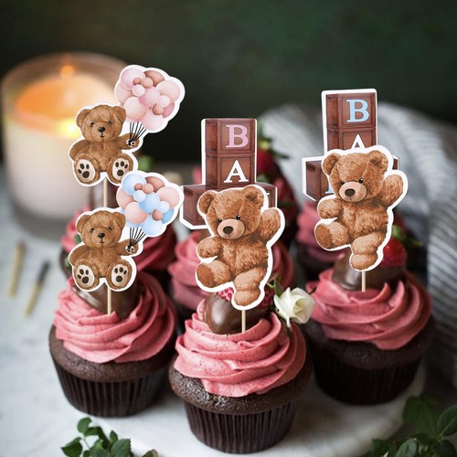Rsstarxi 36 Pack Baby Bear Cupcake Toppers Bear Theme Birthday Party Decorations - Picture 6 of 7