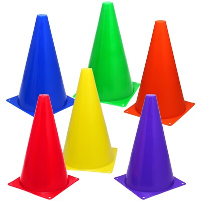 6 Assorted Color 9'' Cones Train Training Soccer Football Agility Traffic Marker