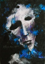 ORIGINAL acrylic painting MODERN ABSTRACT PORTRAIT A4 EXPRESSIVE SURREAL FIGURE