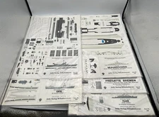 Lot Of 5 Vintage Wilhelmshaven German Navy Ship, Frigate 1/250 Paper Model Kits
