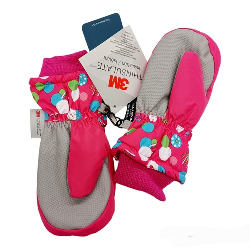 Toddler Girls Insulated Mittens: XS 2-3 Year Olds Pink Dots Ski - Picture 2 of 2
