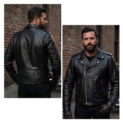 VTG Harley Davidson Leather Biker Jacket 54 Tall Mens Black Double Rider Quilted