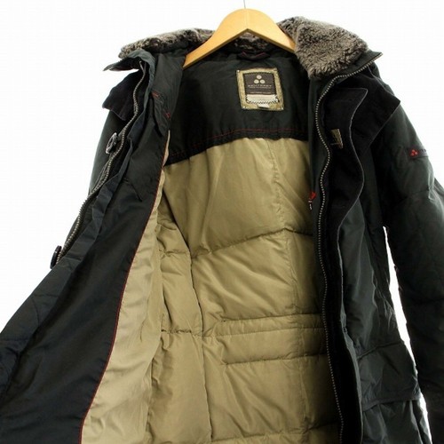 Piumino Pewtery PEUTEREY 47223030 pelliccia di pecora cappuccio cappotto XS blu navy G usato f9 - Foto 4 di 9