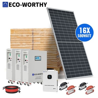 ECO-WORTHY 9440W Solar Panel +10KW 120V/240V inverter & 48KWh Lithium Battery