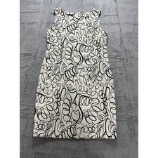 AGB Dress Womens 14 Sheath Black White Abstract Print Career Workwear