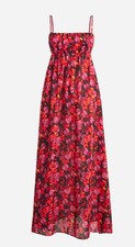 j crew floral empire waist voile de cotton maxi dress pink red fuschia Small