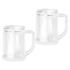 2 Pcs Freezer Mugs for Drinks Beer Glasses with Handles Cold Cups