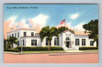 #ad Bradenton FL Florida Post Office Building Vintage c1961 Souvenir Postcard $0.99