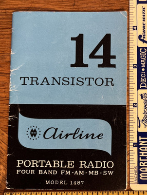 Wards Airline 14 Transistor Model 1487 Pocket Radio Brochure Print Japan No Comp