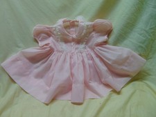  Vintage  Handmade"" Baby Girl Size  12" Pit-Pit Lt. Pink w/ Lace Sheer Dre