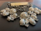 Rare Erica Lyons SIGNED pearl Necklace chunky vintage statement marquise crystal — photo 4