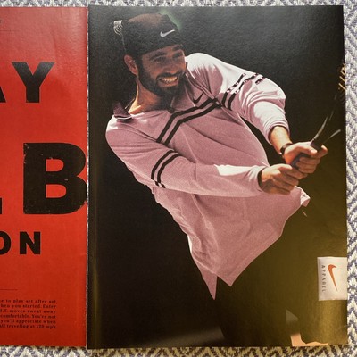 1997 Nike Apparel 2pg PRINT AD Andre Agassi Dri-F.I.T. Tennis Poster Vintage 90s