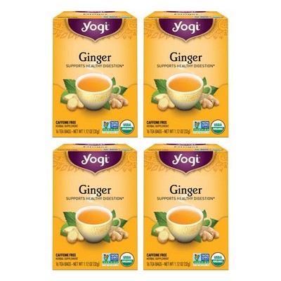 Yogi Ginger Tea- 16 Bags per Pack (4 Packs) - Organic Digestive Support Tea -...
